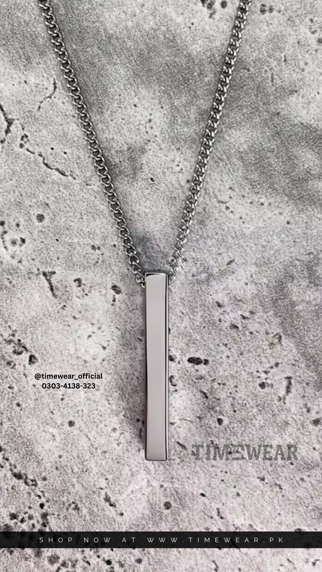 3d Bar Locket (Silver)