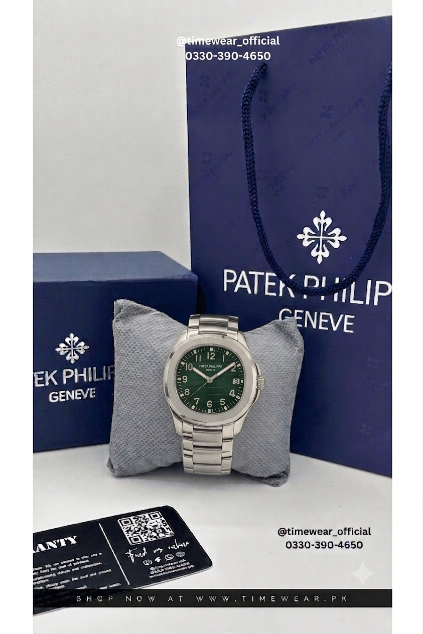Patek Phillips Silver Green with Patek Box & One Year Warranty