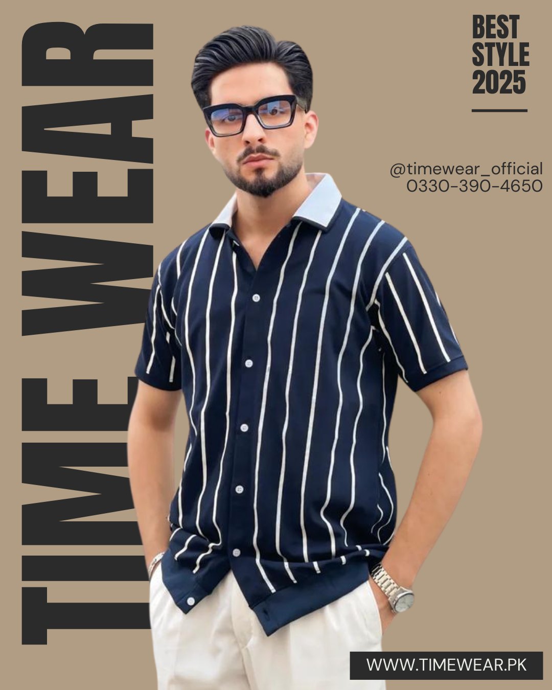 Gents Polo Stripes (Dark Blue & White)