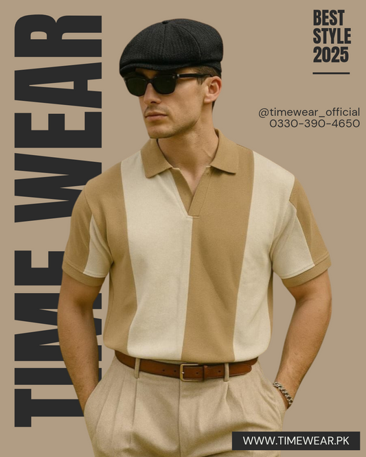Gents Polo Riviera (Brown & White)