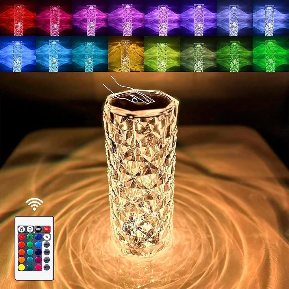 16 Color Diamond Crystal Lamp Remote & Touch Creative Lights for Bedroom, Living Room, Party & Dinner