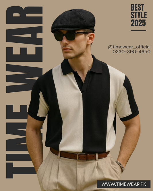 Gents Polo Riviera (Black & White)
