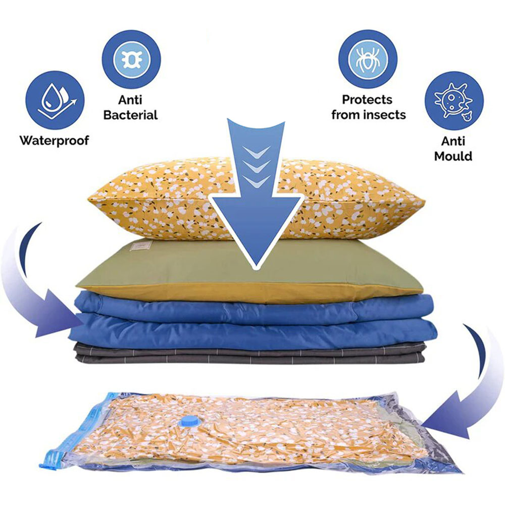 Vacume Storage Bags 5 pcs Set with Hand pump Best For Traveling to save up to 80% space