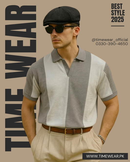 Gents Polo Riviera (Gray & White)