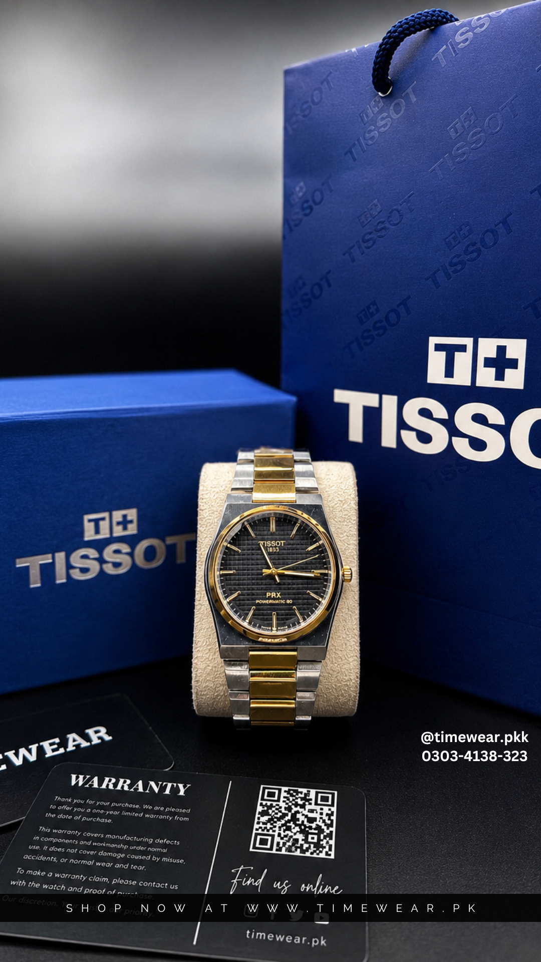 Tissot Chain PRX Two Tone Black Dial With Tissot  Premium Box & One Year Warranty