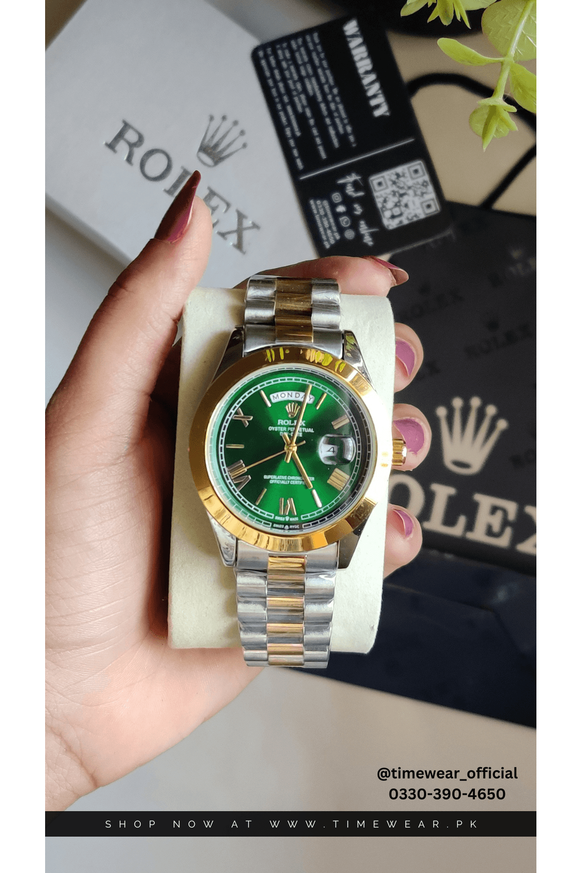 Rolex Gents Crown Lock (RO-TTGR) Premium Rolex Box, Bag & Warranty Card