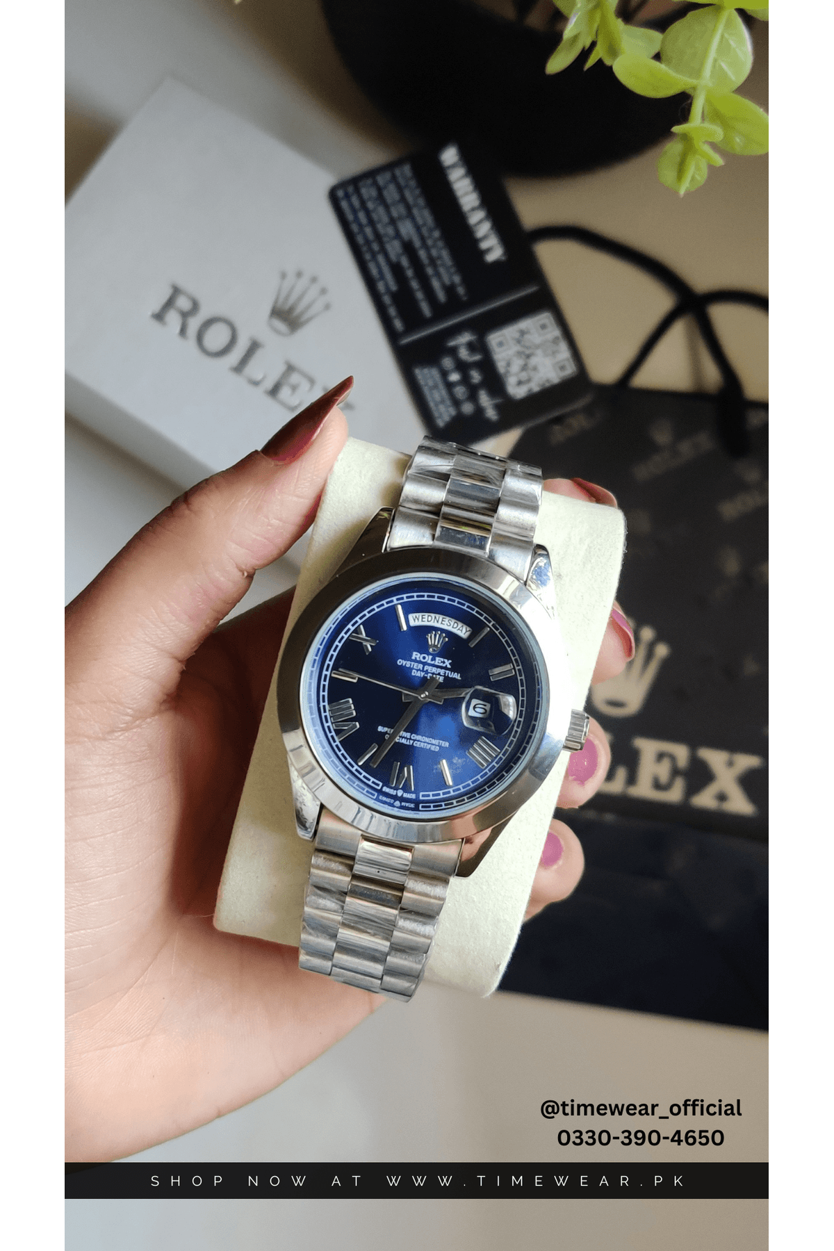 Rolex Gents Crown Lock (RO-SBL) Premium Rolex Box, Bag & Warranty Card