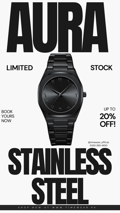 Arabic Aura Stainless Steel Gents Watch