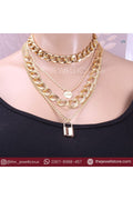 4 layered lock necklace